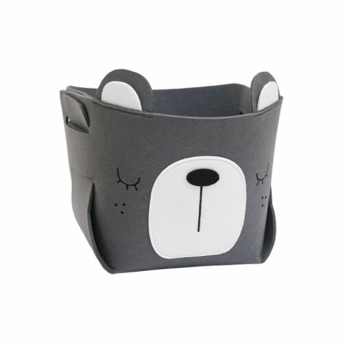 Skandináv stílusú szürke medve játéktároló doboz, 17x17x19 cm