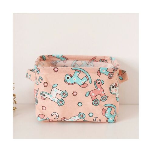 Játék- és ruharendező játék lovas mintával, kis pamutvászon tárolókosár