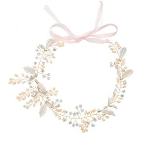 Kézzel készített menyasszonyi fejdísz kristály és gyöngy kompozícióval, egy méret mindenkinek, hossza 36 cm, nem nemesfém ötvözet 113057450 - Fejpánt, fejkendő