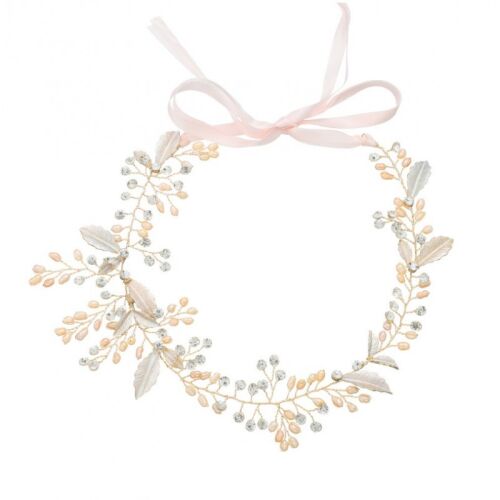 Kézzel készített menyasszonyi fejdísz kristály és gyöngy kompozícióval, egy méret mindenkinek, hossza 36 cm, nem nemesfém ötvözet