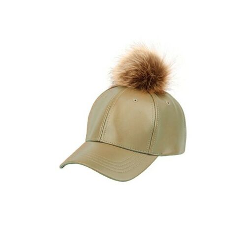 Női műszőrme Pom Pom bőr baseball sapka, karamell, 28x14 cm, kerülete 56-60 cm 113057559