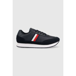 Męskie buty sportowe Tommy Hilfiger Core Eva Runner Corporate Lea FM0FM04397, niebieski, widok z boku - Moda i ubiór