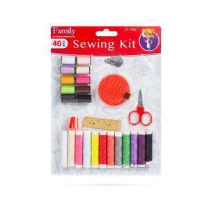 Family Sewing Kit, 40 piece sewing kit with needles, thread, scissors, tape measure, thimble, buttons - Sewing Kit