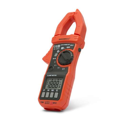Digitálny kliešťový multimeter Maxwell, červený, šikmý pohľad