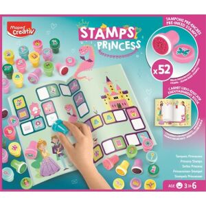 Maped Creativ Stamps Princess készlet, 52 előre festékezett hercegnő témájú nyomda és foglalkoztató füzet - Nyomda