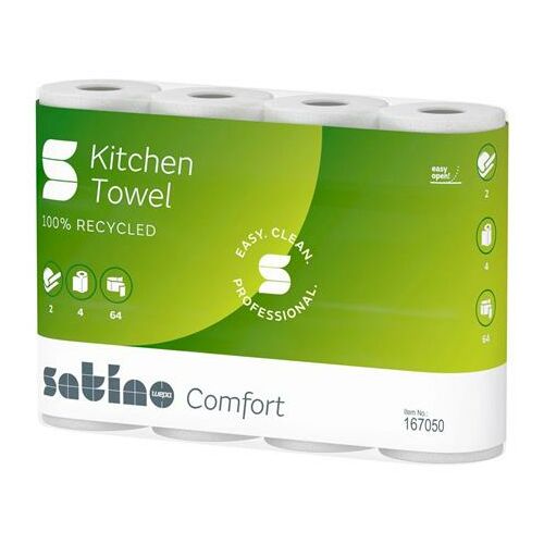 Ręcznik papierowy do użytku domowego, 2-warstwowy, 4 rolki, "Satino Comfort by Wepa", biały 113070956