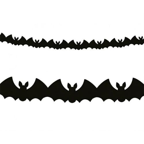 Fekete denevér Halloween girland, 3 méter hosszú, ijesztő party dekorációhoz - Halloweeni dekoráció