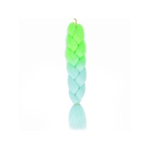 Szintetikus ombre fonott hajhosszabbítás, 120 cm, zöld-kék