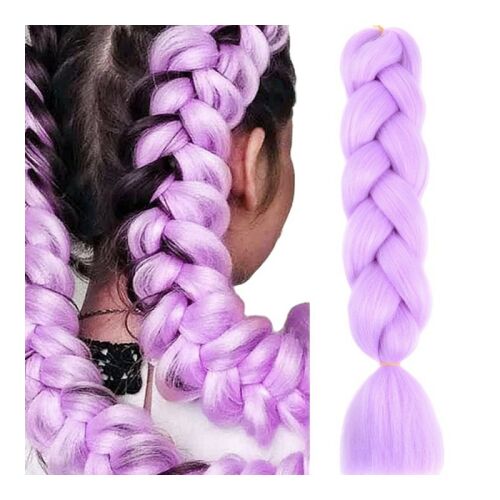 Levendula színű szintetikus hajfonat, 120 cm, befonva