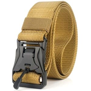 Uniszex taktikai katonai öv mágneses csattal, nejlon, mustár színű, 136 cm