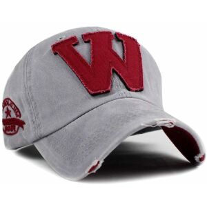 Univerzális farmer baseball sapka W betűvel, 100% pamut, kerülete 50-60 cm, csúcs hossza 7 cm