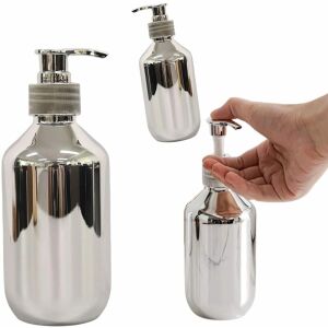 Elegáns folyékony szappanadagoló, ezüst metál, fém, 300ml, 16,6x6,5 cm