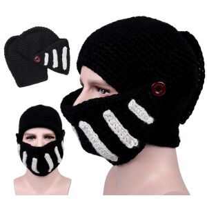 Férfi római gladiátor maszk téli sapka, fekete, poliészter, fejkörfogat 54-60 cm 121079100 - Férfi sapka