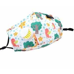 Detská Bavlnená Ochranná Maská so Žirafou, Prateľná, Ventil a Priehradka na Filter, 14x11.5 cm 113078225 - Maska na ústa