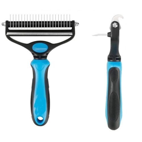 Kétoldalas kutyaszőrfésű csúszásmentes fogantyúval