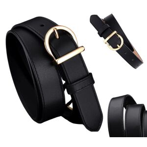 Elegáns női öv természetes bőrből, fekete, arany csattal 3,5 x 3,5 cm, hossza 110 cm 121086283 - Női öv