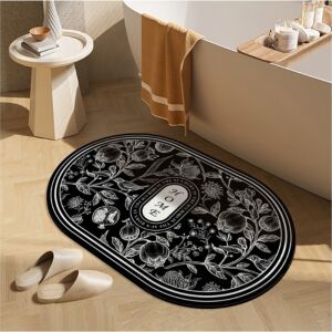 Vintage virágos fürdőszobaszőnyeg, 60x90 cm, poliészter, csúszásmentes alsó