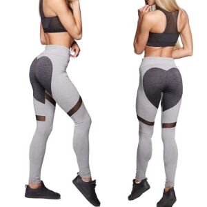 Sport leggings L LEG7L, fekete, 90% pamut/10% elasztán, hálós betétekkel