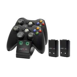 Venom xbox 360 accesoriu xbox 360 stație de încărcare dublă + 2pcs baterie negru, vs2891 VS2891 VS2891