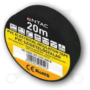 ENTAC SZIGETELŐ SZALAG FEKETE 0,13x19MM 20M 113086168 - Tömítőszalag