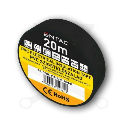 ENTAC SZIGETELŐ SZALAG FEKETE 0,13x19MM 20M 113086168
