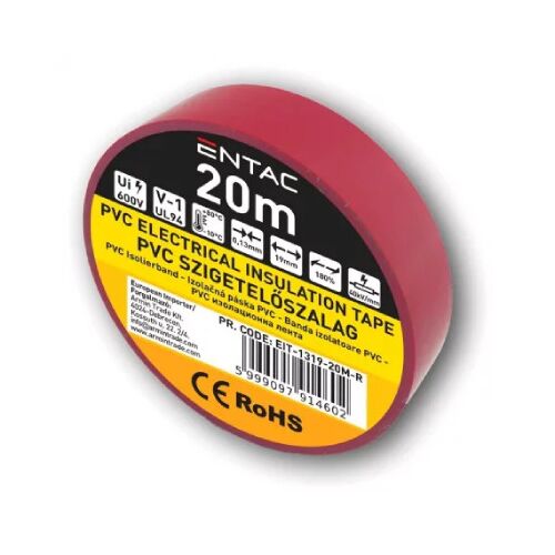 ENTAC SZIGETELŐ SZALAG PIROS 0,13X19MM 20M 113086170
