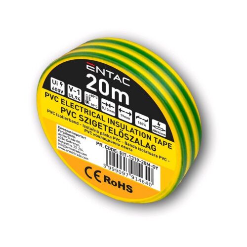 ENTAC SZIGETELŐ SZALAG ZÖLD-SÁRGA 0,13X19MM 20M 113086171