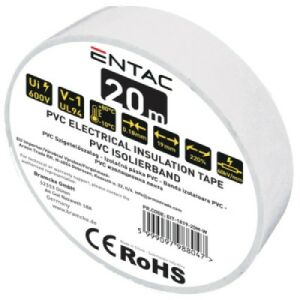 ENTAC SZIGETELŐ SZALAG FEHÉR 0,13X19MM 20M 113086172 - Tömítőszalag