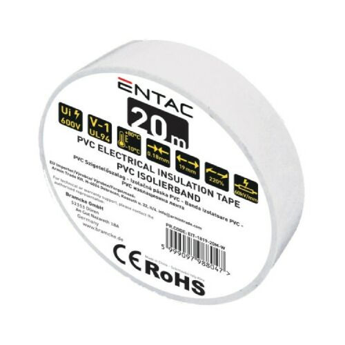 ENTAC SZIGETELŐ SZALAG FEHÉR 0,13X19MM 20M 113086172
