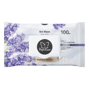 Papilion Levendula Nedves Törlőkendő, 100 darabos, alkohol- és parabénmentes - Papilion