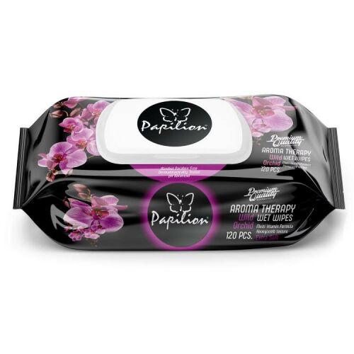 Papilion Aromaterápiás Orchidea Nedves Törlőkendő, 120 darabos csomag