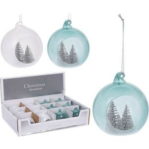 (Kar) Karácsonyi Gömb Üveg Fenyő Dísszel 1db