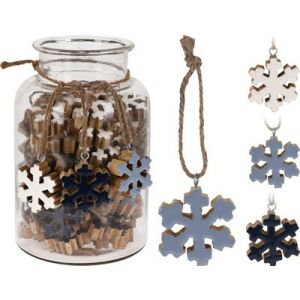 (Kar) Karácsonyi Függő Fa Hópihe Színes Üvegben 1db