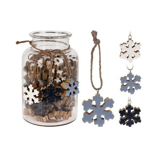 (Kar) Karácsonyi Függő Fa Hópihe Színes Üvegben 1db 113089354