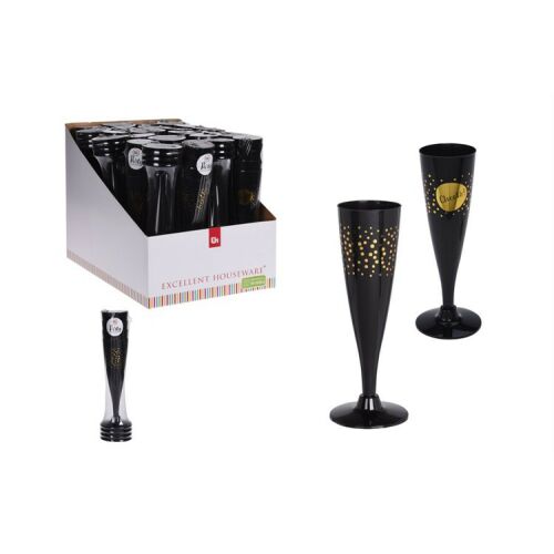 POHÁR MŰANYAG PEZSGŐS FEKETE 4DB 113089394