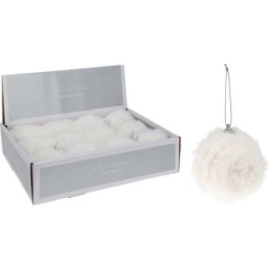 (Kar) Karácsonyi Gömb Szőrmés Fehér 8cm 1db