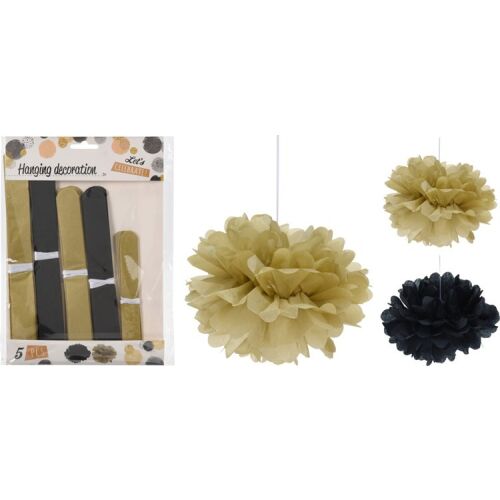 LAMPION PAPÍR ARANY-FEKETE 5DB-OS 1CS 113089583