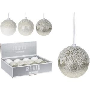 (Kar) Karácsonyi Gömb Glitteres Gyöngy 8cm 1db