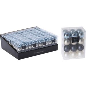 (Kar) Karácsonyi Gömb Műanyag Kék 3cm 24db 1cs