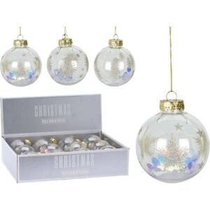 (Kar) Karácsonyi Gömb Áttetsző Glitter 8cm 1db