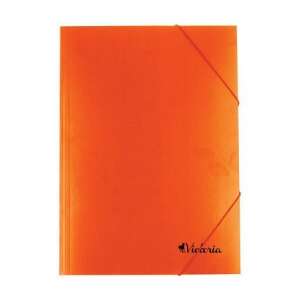 Orange A4 elastic folder with Victoria logo, for storing documents - Victoria