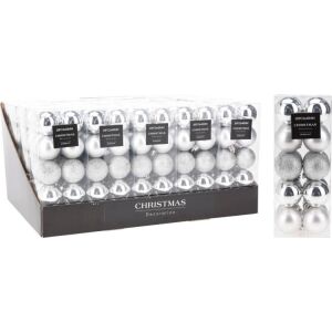 (KAR) KARÁCSONYFADÍSZ GÖMB EZÜST 40MM CAN300510 20DB 113092275 - Karácsonyfadísz