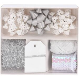 (KAR) KARÁCSONYI CSOMAGOLÓ MASNI SZETT FEHÉR-EZÜST 10DB-OS ATC403050