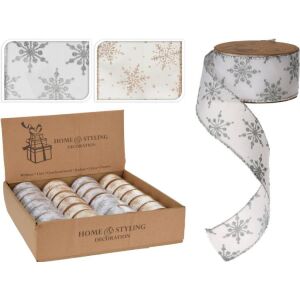 (KAR) KARÁCSONYI DEKORSZALAG HÓPEHELY MINTÁVAL 38MM ANM800790 1DB