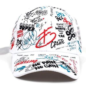 Uniszex sapka graffiti szlenggel, színes szlogenekkel, hosszú szalag szabályozása, kerülete 56-60 cm