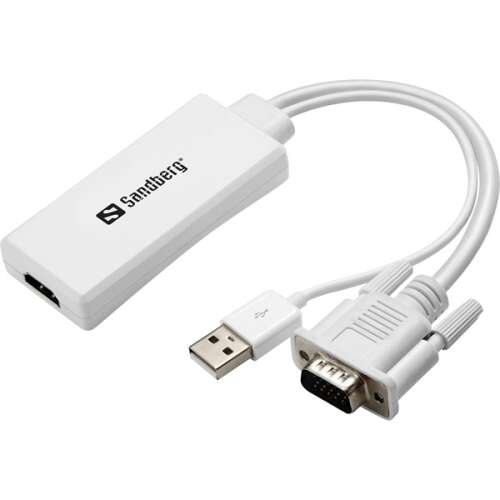 Конвертор Sandberg VGA+Audio към HDMI, бял, 508-78