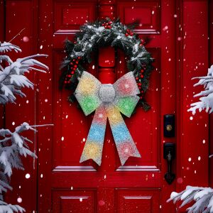 LED-es masni dekoráció - fényes - ezüst - 11 színes LED - 40 x 30 cm (58956A)