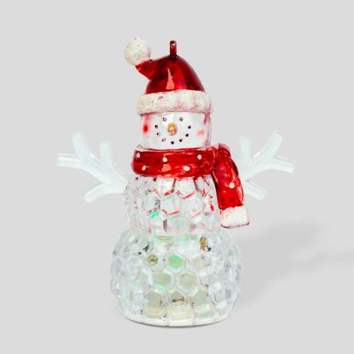 Karácsonyi LED-es hóember - piros - RGB LED - 9 x 8 x 5 cm (58978A) 113109735