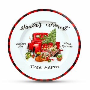 Karácsonyi tálca - fém - autós - fehér - 33 cm (58961A) 113109825 - Szezonális dekoráció