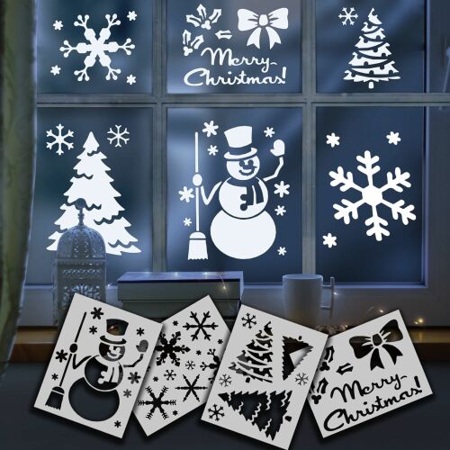 Karácsonyi ablakdekor sablon - 28 x 20,5 cm - 4 féle / csomag (58954) 113109847